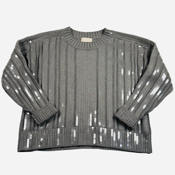 J. Crew Sweaters - J Crew Collection Sweater Womens Small Gray Sequin Ribbed Knit Cotton AF017